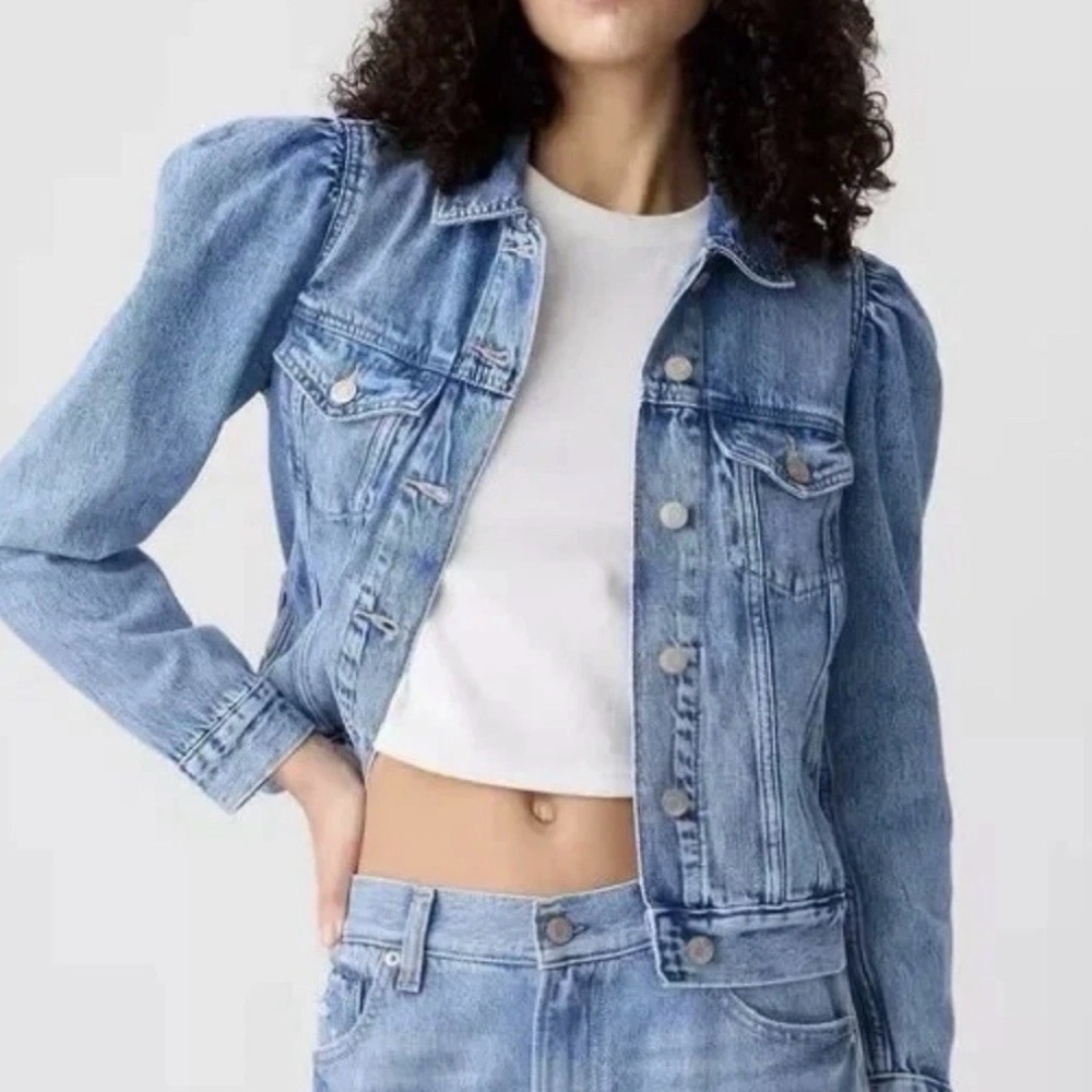 GAP Denim puff sleeve jacket small